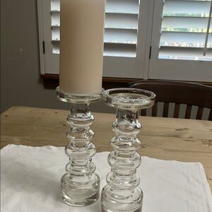 ARABIA Elegant Glass Candle Holders - Clear